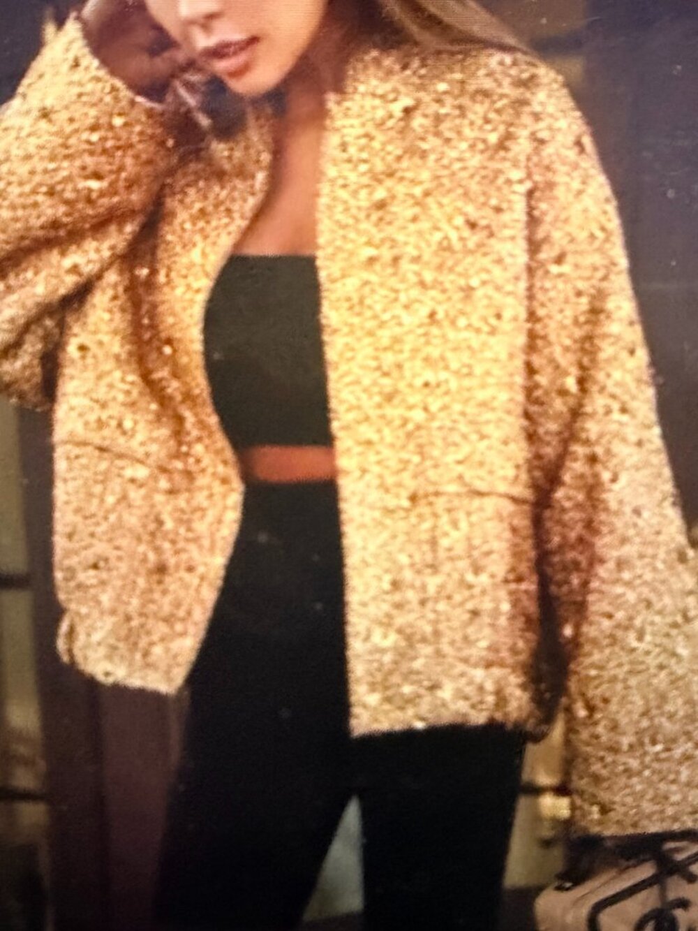 NWT ZARA ZW Collection Gold Sequin Bomber Jacket Size M Sold Out Blogger Fav